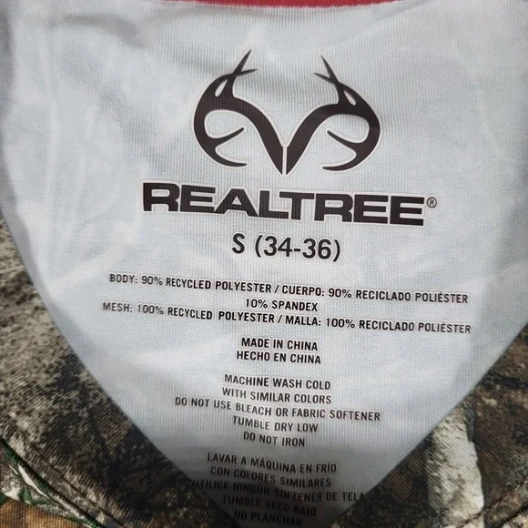Realtree Long Sleeve Performance Hunting Tee Shirt Mens Small Black, Camo UPF 30 - Picture 5 of 16